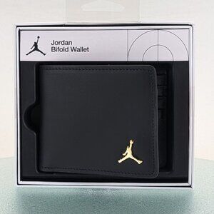 Nike Jordan Mens Jumpman Ingot Bifold Wallet Black Leather MA0819-023 New in Box